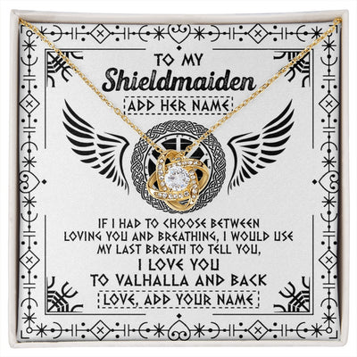 Love Knot Necklace 18K Yellow Gold Finish | 1 | Personalized To My Shieldmaiden Necklace Viking Jewelry For Women I Love You Valhalla Gift For Wife Girlfriend Birthday Christmas Custom Gift Box Message Card | https://siriusteestore.