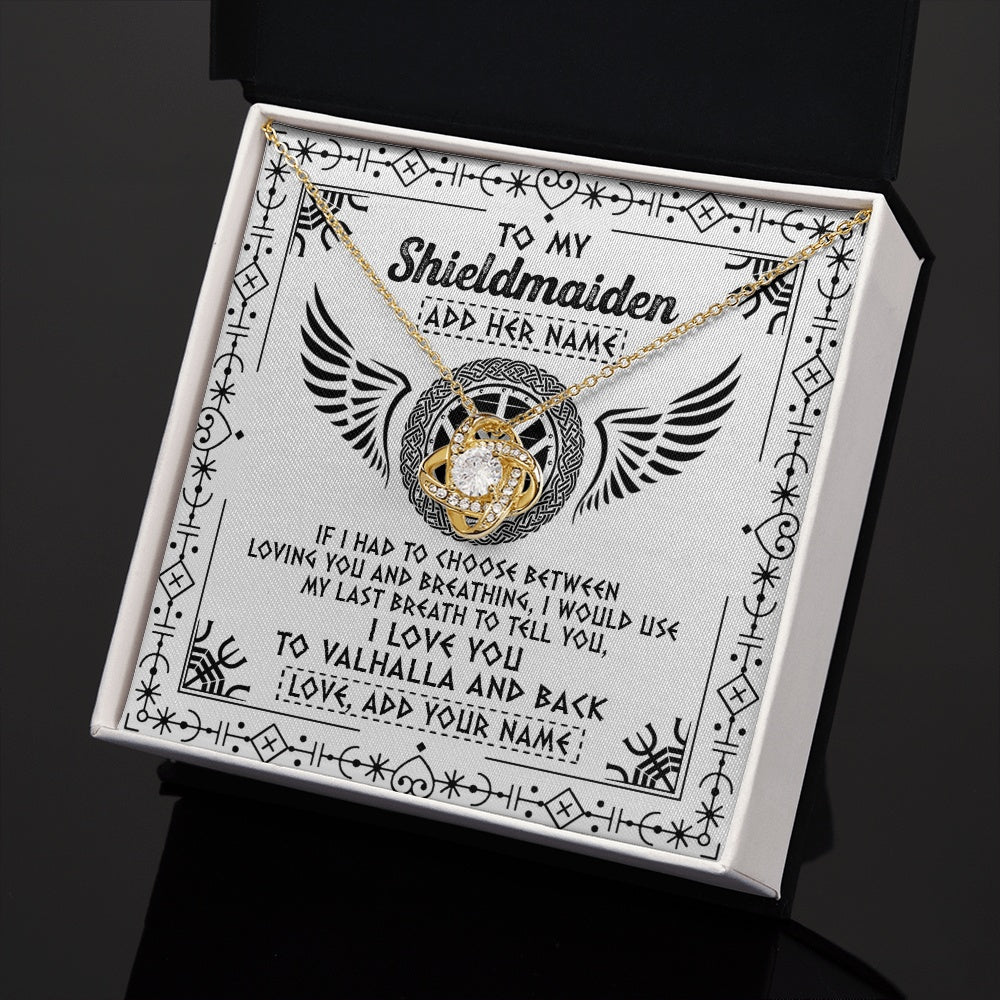 Love Knot Necklace 18K Yellow Gold Finish | 2 | Personalized To My Shieldmaiden Necklace Viking Jewelry For Women I Love You Valhalla Gift For Wife Girlfriend Birthday Christmas Custom Gift Box Message Card | https://siriusteestore.