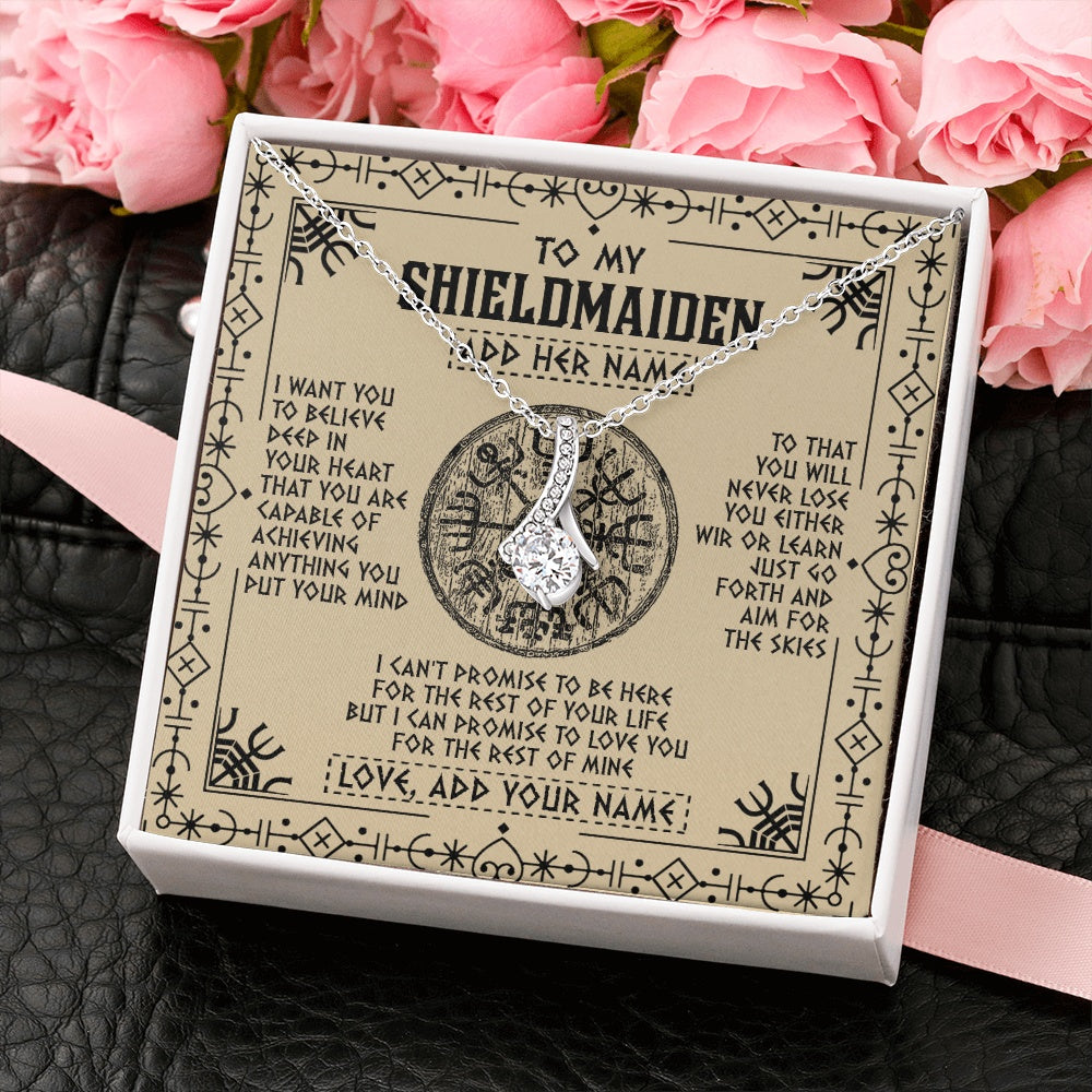 Alluring Beauty Necklace 14K White Gold Finish | 2 | Personalized To My Shieldmaiden Necklace Viking Never Lose Niece Granddaughter Daughter Birthday Gifts Christmas Jewelry Customized Gift Box Message Card | siriusteestore.myshopify