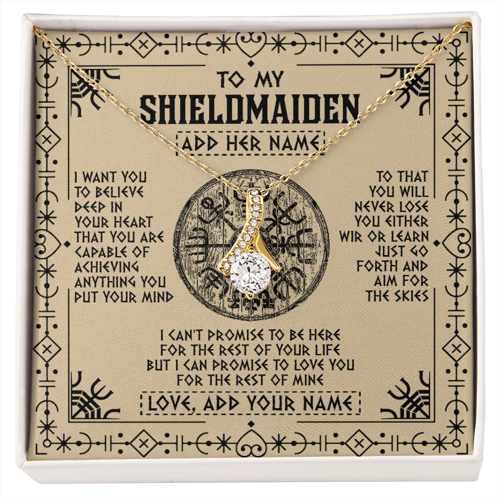 Alluring Beauty Necklace 18K Yellow Gold Finish | 1 | Personalized To My Shieldmaiden Necklace Viking Never Lose Niece Granddaughter Daughter Birthday Gifts Christmas Jewelry Customized Gift Box Message Card | siriusteestore.myshopify