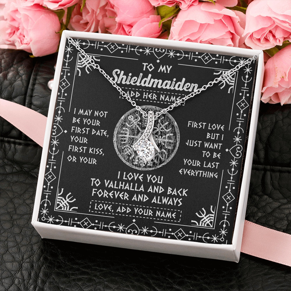 Alluring Beauty Necklace 14K White Gold Finish | 2 | Personalized To My Shieldmaiden Necklace Wife Gifts From Husband Viking Jewelry For Women Valhalla Romantic Girlfriend Birthday Christmas Gift Box Message Card | https://siriusteestore.