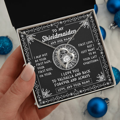 Forever Love Necklace 14K White Gold Finish | 2 | Personalized To My Shieldmaiden Necklace Wife Gifts From Husband Viking Jewelry For Women Valhalla Romantic Girlfriend Birthday Christmas Gift Box Message Card | https://siriusteestore.