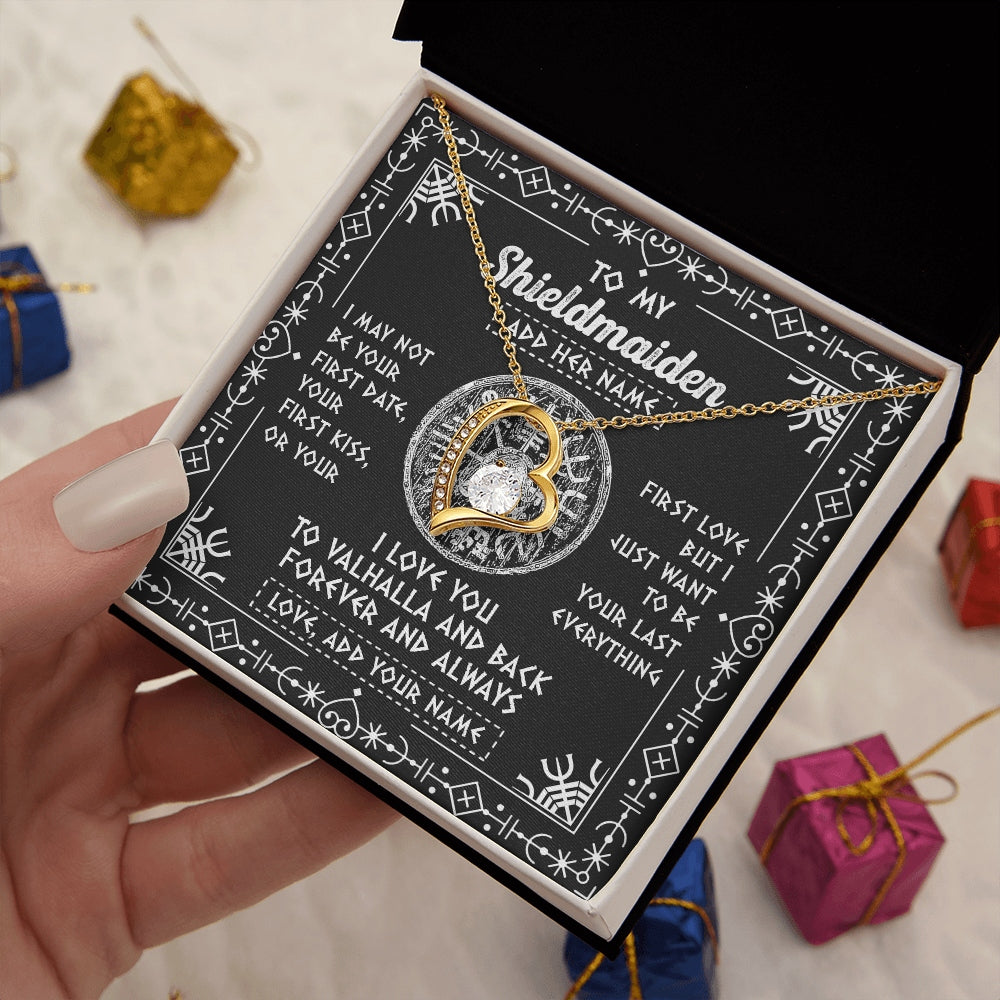 Forever Love Necklace 18K Yellow Gold Finish | 2 | Personalized To My Shieldmaiden Necklace Wife Gifts From Husband Viking Jewelry For Women Valhalla Romantic Girlfriend Birthday Christmas Gift Box Message Card | https://siriusteestore.