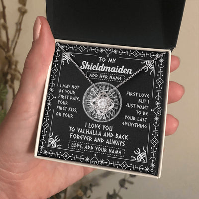 Love Knot Necklace 14K White Gold Finish | 2 | Personalized To My Shieldmaiden Necklace Wife Gifts From Husband Viking Jewelry For Women Valhalla Romantic Girlfriend Birthday Christmas Gift Box Message Card | https://siriusteestore.