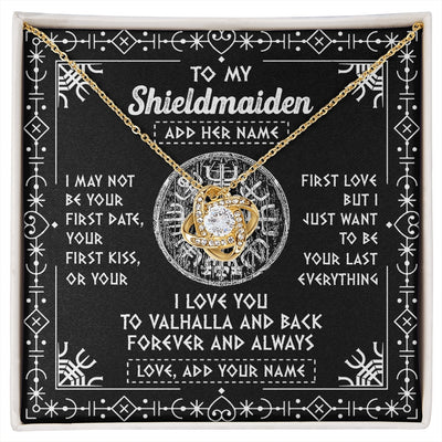 Love Knot Necklace 18K Yellow Gold Finish | 1 | Personalized To My Shieldmaiden Necklace Wife Gifts From Husband Viking Jewelry For Women Valhalla Romantic Girlfriend Birthday Christmas Gift Box Message Card | https://siriusteestore.