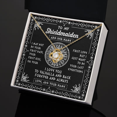 Love Knot Necklace 18K Yellow Gold Finish | 2 | Personalized To My Shieldmaiden Necklace Wife Gifts From Husband Viking Jewelry For Women Valhalla Romantic Girlfriend Birthday Christmas Gift Box Message Card | https://siriusteestore.