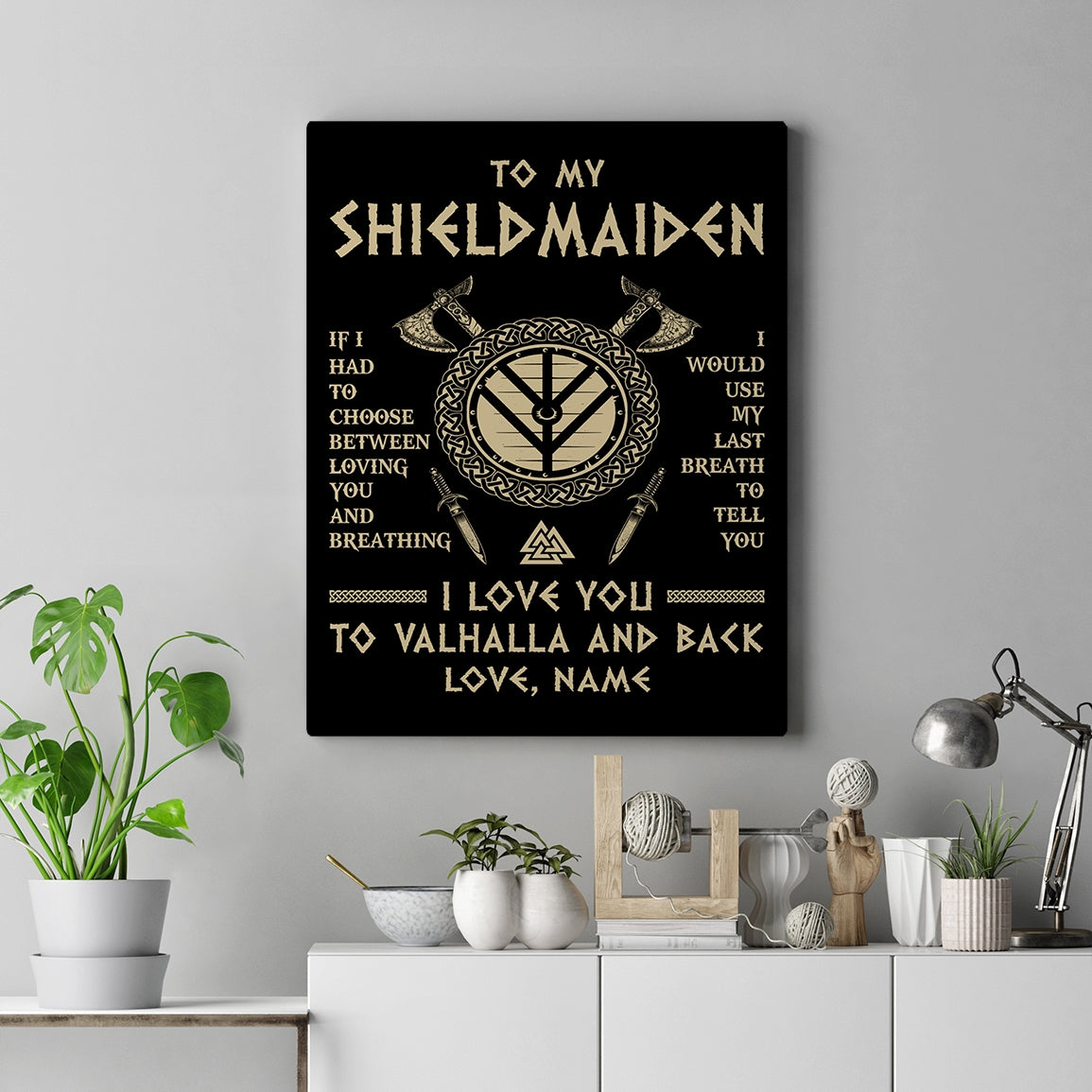 Personalized To My Shieldmaiden Viking Canvas Wife From Husband I Love You To Valhalla Soulmate Girlfriend Birthday Anniversary Custom Wall Art Print Framed Canvas | siriusteestore