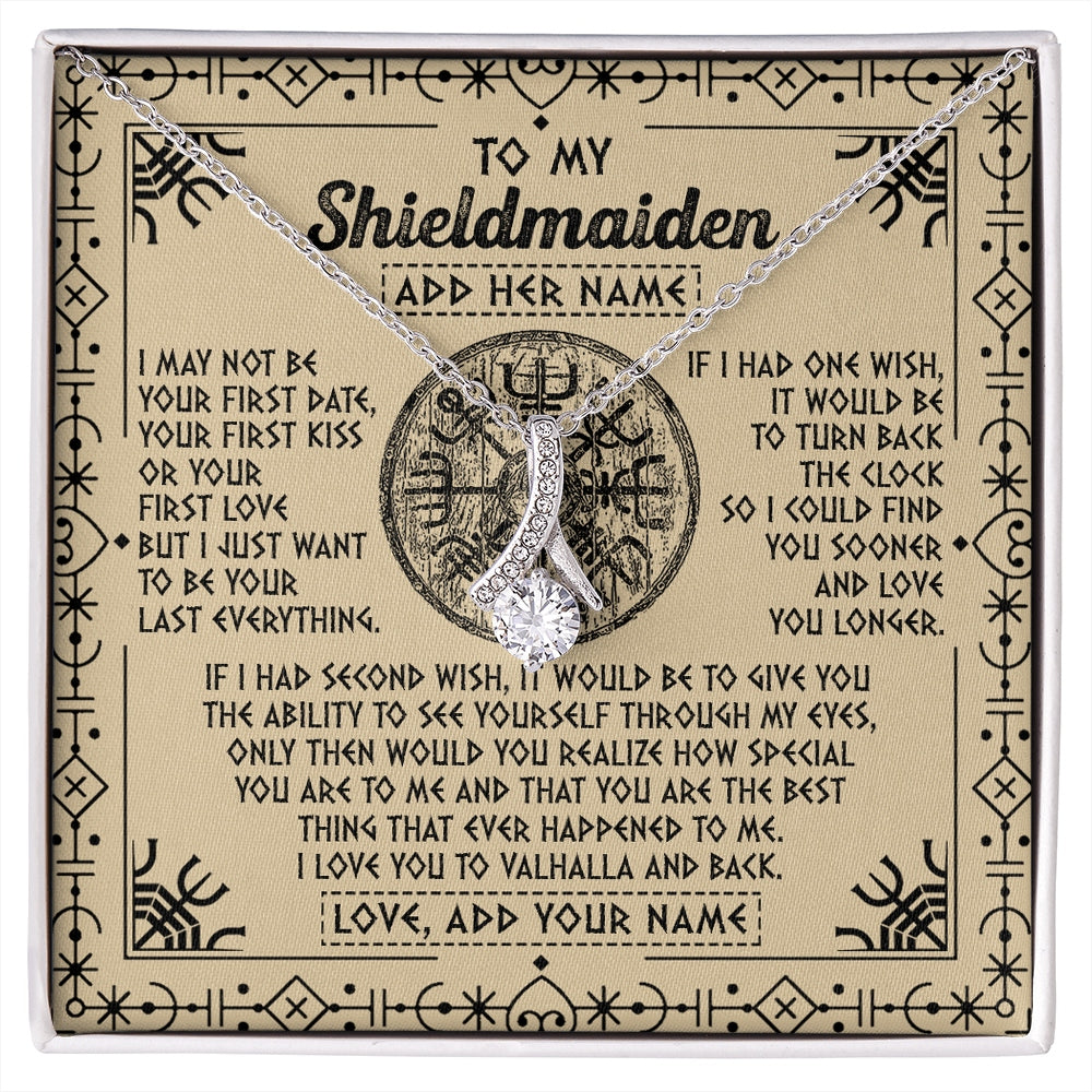 Alluring Beauty Necklace 14K White Gold Finish | 1 | Personalized To My Shieldmaiden Viking Necklace Vintage I Love You To Valhalla Jewelry Girlfriend Wife Birthday Gifts Anniversary Custom Gift Box Message Card | https://siriusteestore.