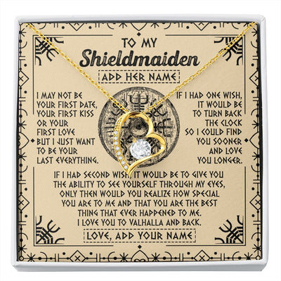Forever Love Necklace 18K Yellow Gold Finish | 1 | Personalized To My Shieldmaiden Viking Necklace Vintage I Love You To Valhalla Jewelry Girlfriend Wife Birthday Gifts Anniversary Custom Gift Box Message Card | https://siriusteestore.