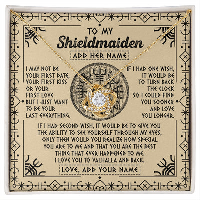 Love Knot Necklace 18K Yellow Gold Finish | 1 | Personalized To My Shieldmaiden Viking Necklace Vintage I Love You To Valhalla Jewelry Girlfriend Wife Birthday Gifts Anniversary Custom Gift Box Message Card | https://siriusteestore.