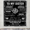 Personalized To My Sister Blanket From Brother I Wish You The Strength Sister Birthday Gifts Positive Graduation Christmas Customized Fleece Throw Blanket | siriusteestore