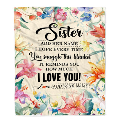 Personalized To My Sister Blanket From Brother Little Sister Floral I Love You Great Big Sister Birthday Gifts Christmas Customized Fleece Throw Blanket | siriusteestore