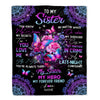 Personalized To My Sister Blanket From Brother My Hero My Forever Friend Flower Bufterfly Sister Birthday Christmas Customized Fleece Throw Blanket | siriusteestore