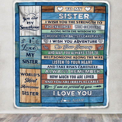 Personalized To My Sister Blanket From Brother Sister Wood Remember To Be Awesome Sister Birthday Graduation Christmas Customized Fleece Throw Blanket | siriusteestore