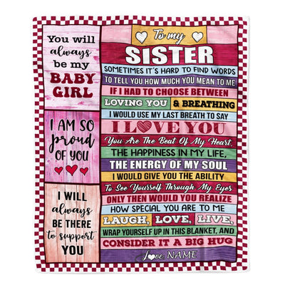 Personalized To My Sister Blanket From Brother Wood You Mean Yo Me Baby Girl Sister Birthday Graduation Christmas Customized Gift Fleece Throw Blanket | siriusteestore