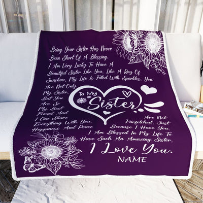 Personalized To My Sister Blanket From Sister A Good Friend Sunflower Like You Like A Ray Of Sunshine Sister Birthday Christmas Customized Fleece Blanket | siriusteestore