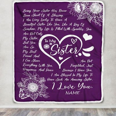 Personalized To My Sister Blanket From Sister A Good Friend Sunflower Like You Like A Ray Of Sunshine Sister Birthday Christmas Customized Fleece Blanket | siriusteestore