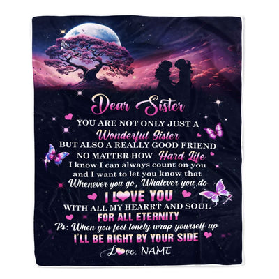 Personalized To My Sister Blanket From Sister Tree Butterfly I Will Be Right By Your Side Sister Birthday Graduation Christmas Customized Gift Fleece Blanket | siriusteestore