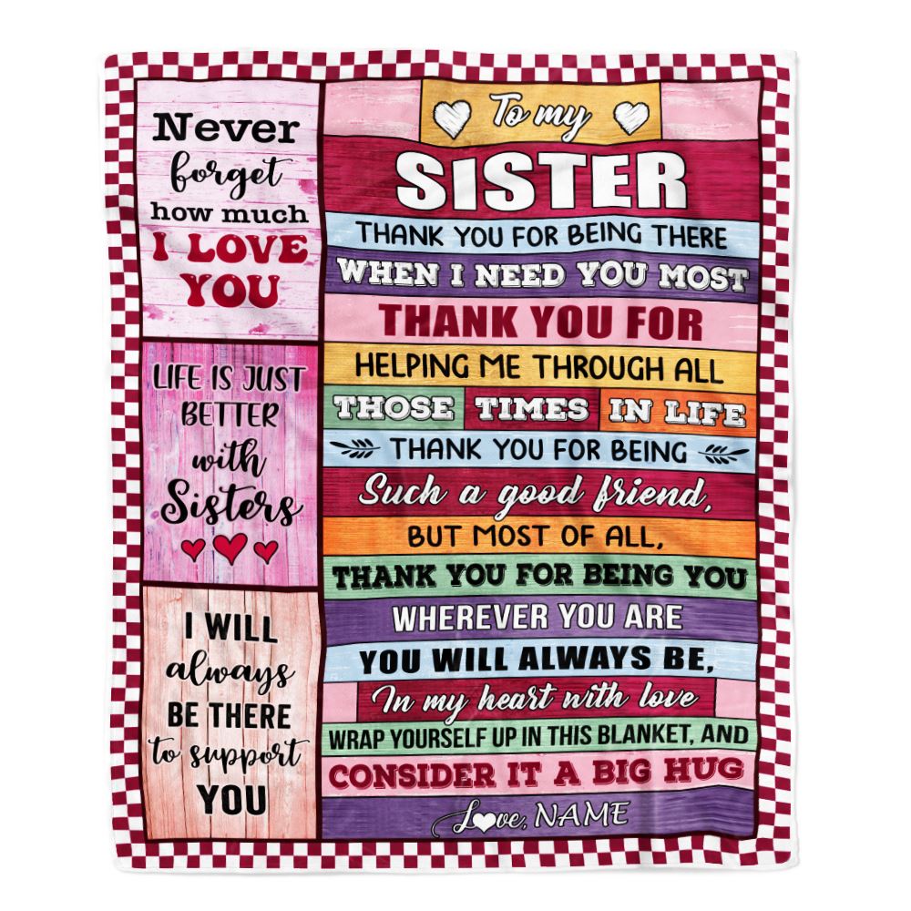 Personalized To My Sister Blanket From Sister Wood Never Forget How Much I Love You Little Soul Sister Birthday Christmas Customized Gift Fleece Throw Blanket | siriusteestore
