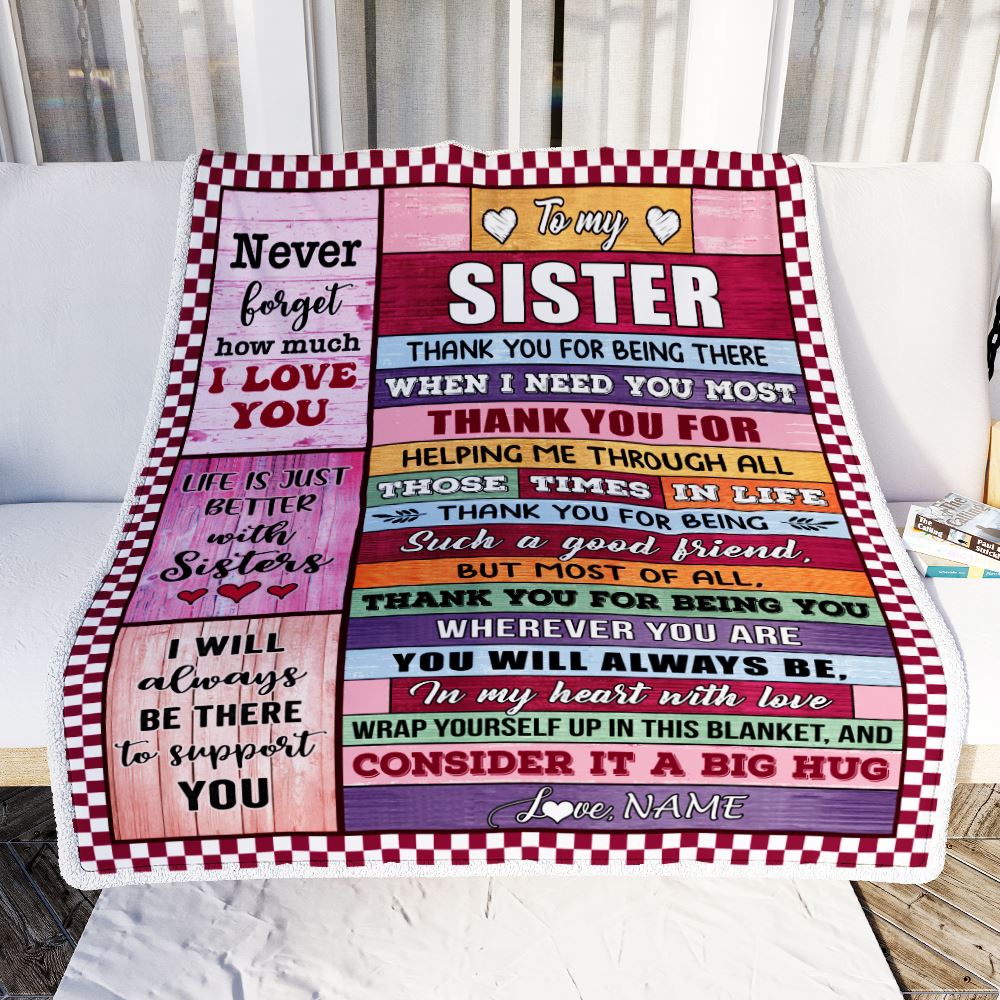 Personalized To My Sister Blanket From Sister Wood Never Forget How Much I Love You Little Soul Sister Birthday Christmas Customized Gift Fleece Throw Blanket | siriusteestore