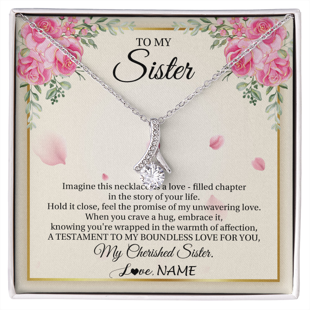Alluring Beauty Necklace 14K White Gold Finish | 1 | Personalized To My Sister From Brother Imagine This Necklace As A Love Sister Birthday Gifts Jewelry Graduation Christmas Customized Gift Box Message Card | siriusteestore