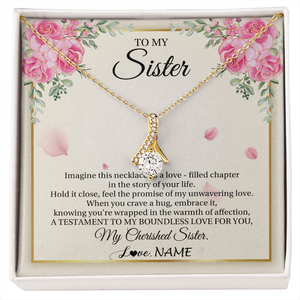Alluring Beauty Necklace 18K Yellow Gold Finish | 1 | Personalized To My Sister From Brother Imagine This Necklace As A Love Sister Birthday Gifts Jewelry Graduation Christmas Customized Gift Box Message Card | siriusteestore