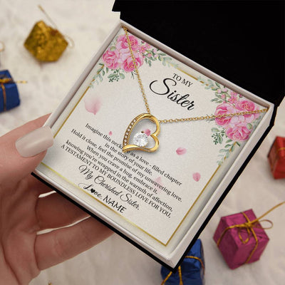 Forever Love Necklace 18K Yellow Gold Finish | 2 | Personalized To My Sister From Brother Imagine This Necklace As A Love Sister Birthday Gifts Jewelry Graduation Christmas Customized Gift Box Message Card | siriusteestore