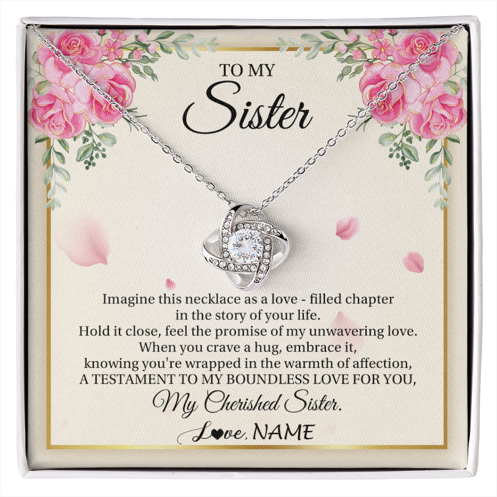 Love Knot Necklace 14K White Gold Finish | 1 | Personalized To My Sister From Brother Imagine This Necklace As A Love Sister Birthday Gifts Jewelry Graduation Christmas Customized Gift Box Message Card | siriusteestore