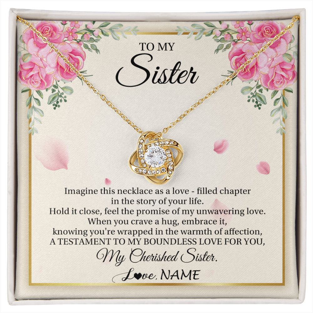 Love Knot Necklace 18K Yellow Gold Finish | 1 | Personalized To My Sister From Brother Imagine This Necklace As A Love Sister Birthday Gifts Jewelry Graduation Christmas Customized Gift Box Message Card | siriusteestore