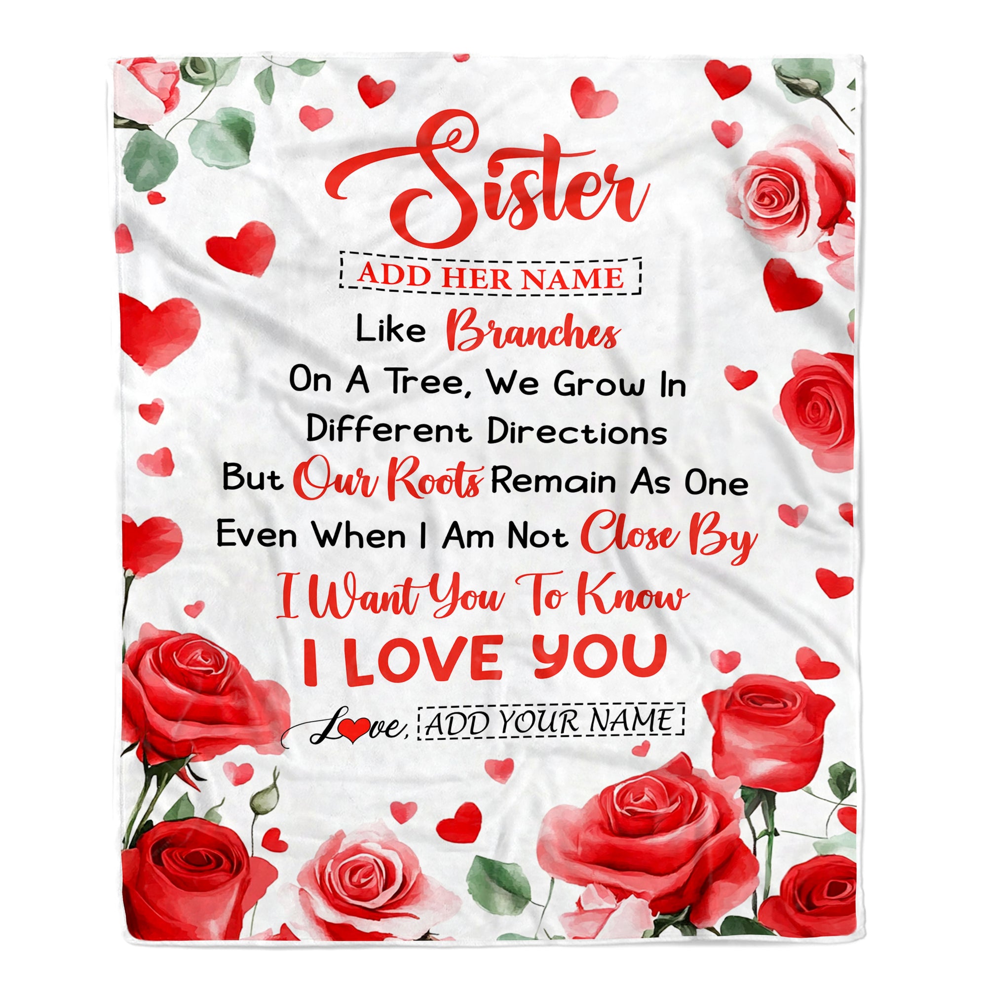 Personalized To My Sister Gifts Blanket From Brother Flower Like Branches Birthday Gifts For Sister Women Christmas Custom Fleece Throw Blanket | siriusteestore