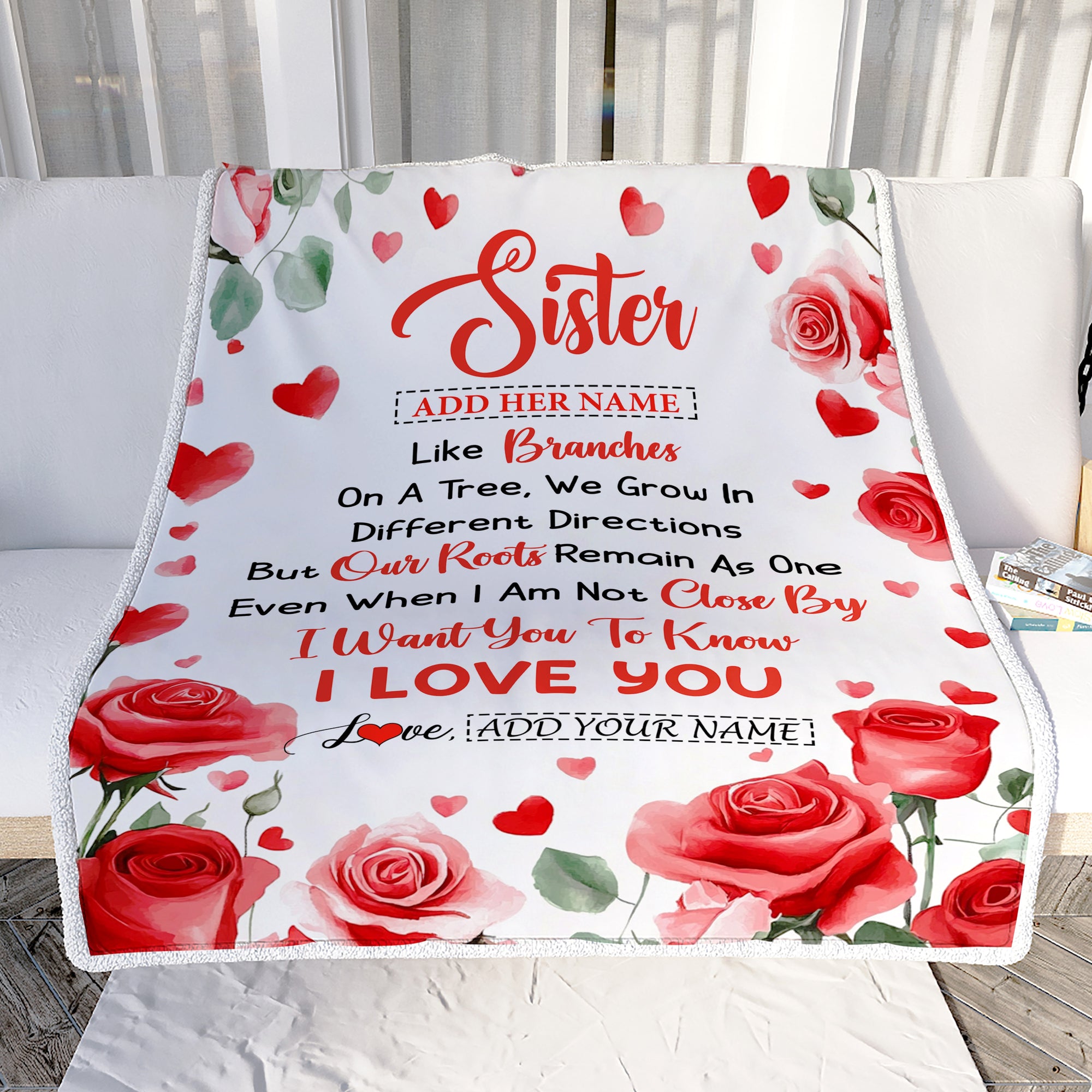Personalized To My Sister Gifts Blanket From Brother Flower Like Branches Birthday Gifts For Sister Women Christmas Custom Fleece Throw Blanket | siriusteestore