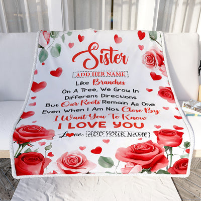 Personalized To My Sister Gifts Blanket From Brother Flower Like Branches Birthday Gifts For Sister Women Christmas Custom Fleece Throw Blanket | siriusteestore