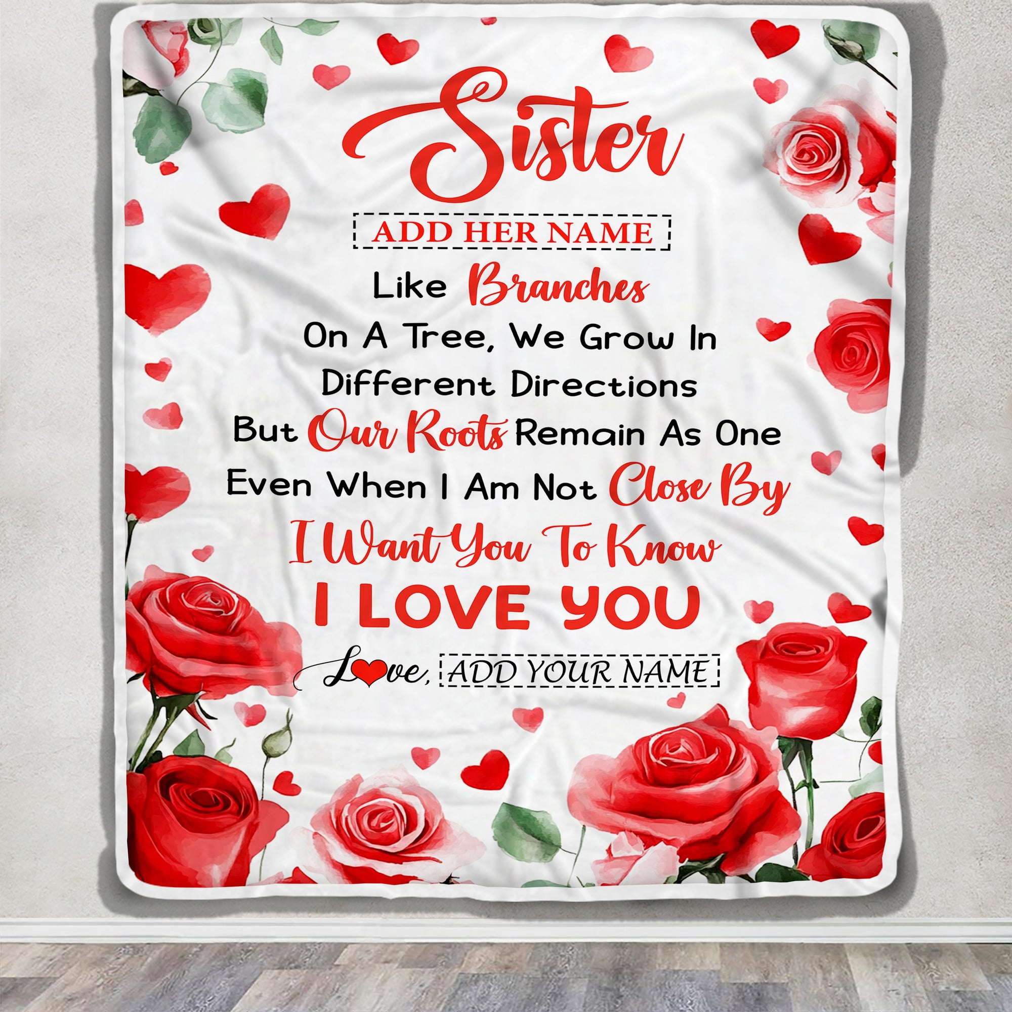 Personalized To My Sister Gifts Blanket From Brother Flower Like Branches Birthday Gifts For Sister Women Christmas Custom Fleece Throw Blanket | siriusteestore