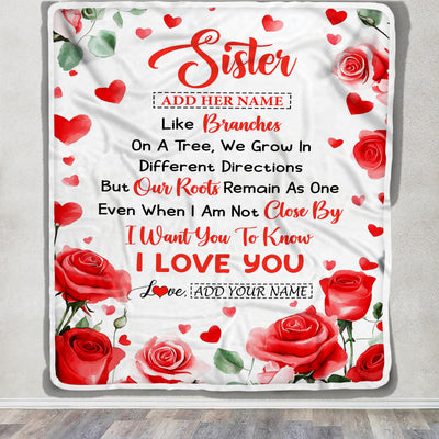 Personalized To My Sister Gifts Blanket From Brother Flower Like Branches Birthday Gifts For Sister Women Christmas Custom Fleece Throw Blanket | siriusteestore