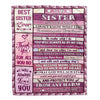 Personalized To My Sister Gifts Blanket From Brother Wood Thank You For All Gifts For Sister Birthday Gifts Sister Graduation Christmas Fleece Throw Blanket | siriusteestore