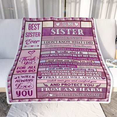 Personalized To My Sister Gifts Blanket From Brother Wood Thank You For All Gifts For Sister Birthday Gifts Sister Graduation Christmas Fleece Throw Blanket | siriusteestore
