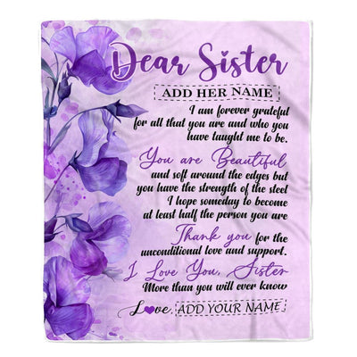 Personalized To My Sister Gifts From Brother Blanket Flower You Are Beautiful Gifts For Sister Birthday Gifts Sister Graduation Christmas Fleece Throw Blanket | siriusteestore