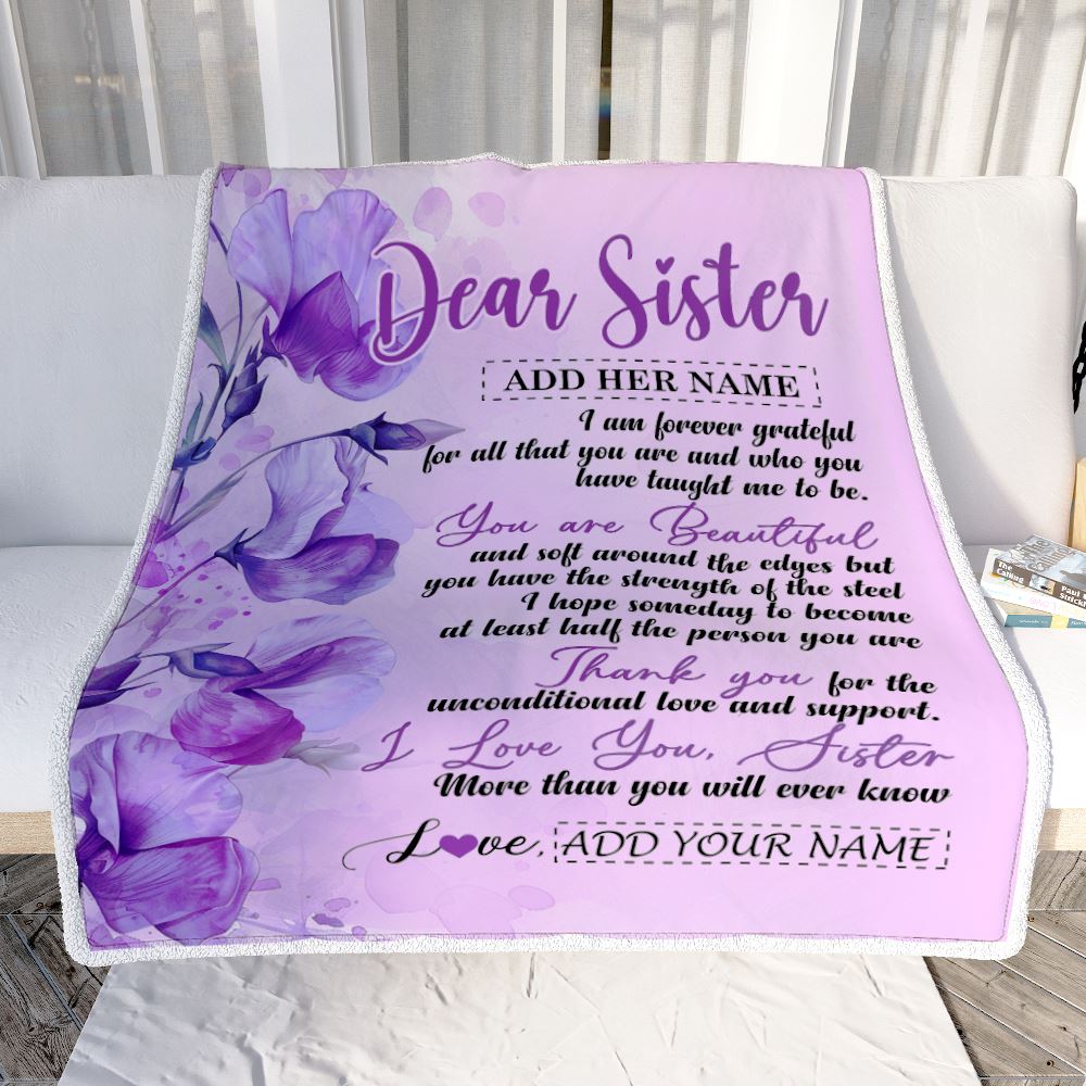 Personalized To My Sister Gifts From Brother Blanket Flower You Are Beautiful Gifts For Sister Birthday Gifts Sister Graduation Christmas Fleece Throw Blanket | siriusteestore