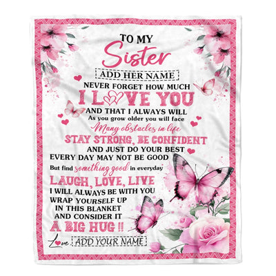 Personalized To My Sister Gifts From Brother Blanket I Love You Butterfly Birthday Gifts For Sister Graduation Christmas Customized Fleece Throw Blanket | siriusteestore