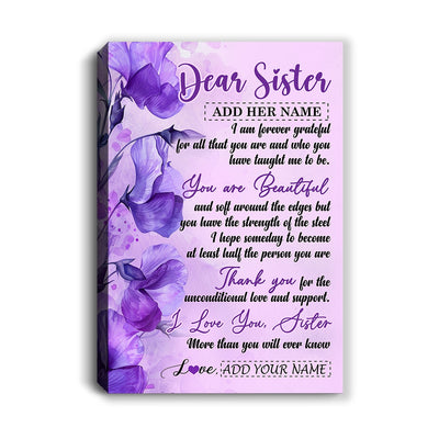 Personalized To My Sister Gifts From Brother Canvas Flower You Are Beautiful Gifts For Sister Birthday Gifts Sister Graduation Christmas Custom Print Framed Canvas | siriusteestore
