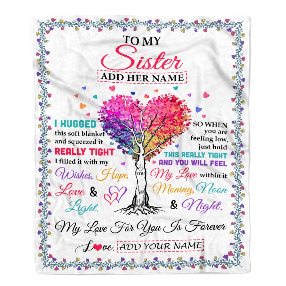 Personalized To My Sister Gifts From Brother Hugged Blanket Birthday Gifts For Sister Graduation Christmas Customized Fleece Throw Blanket | siriusteestore