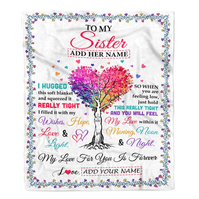 Personalized To My Sister Gifts From Brother Hugged Blanket Birthday Gifts For Sister Graduation Christmas Customized Fleece Throw Blanket | siriusteestore
