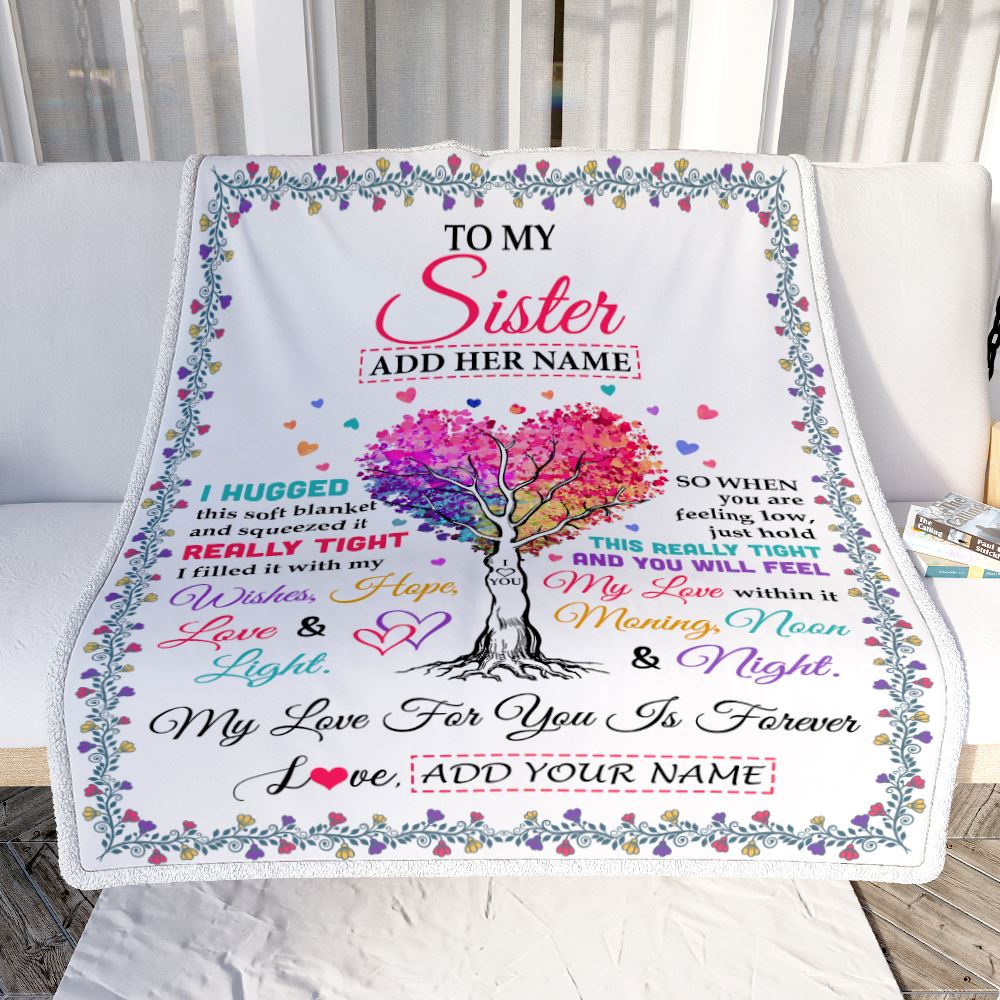 Personalized To My Sister Gifts From Brother Hugged Blanket Birthday Gifts For Sister Graduation Christmas Customized Fleece Throw Blanket | siriusteestore
