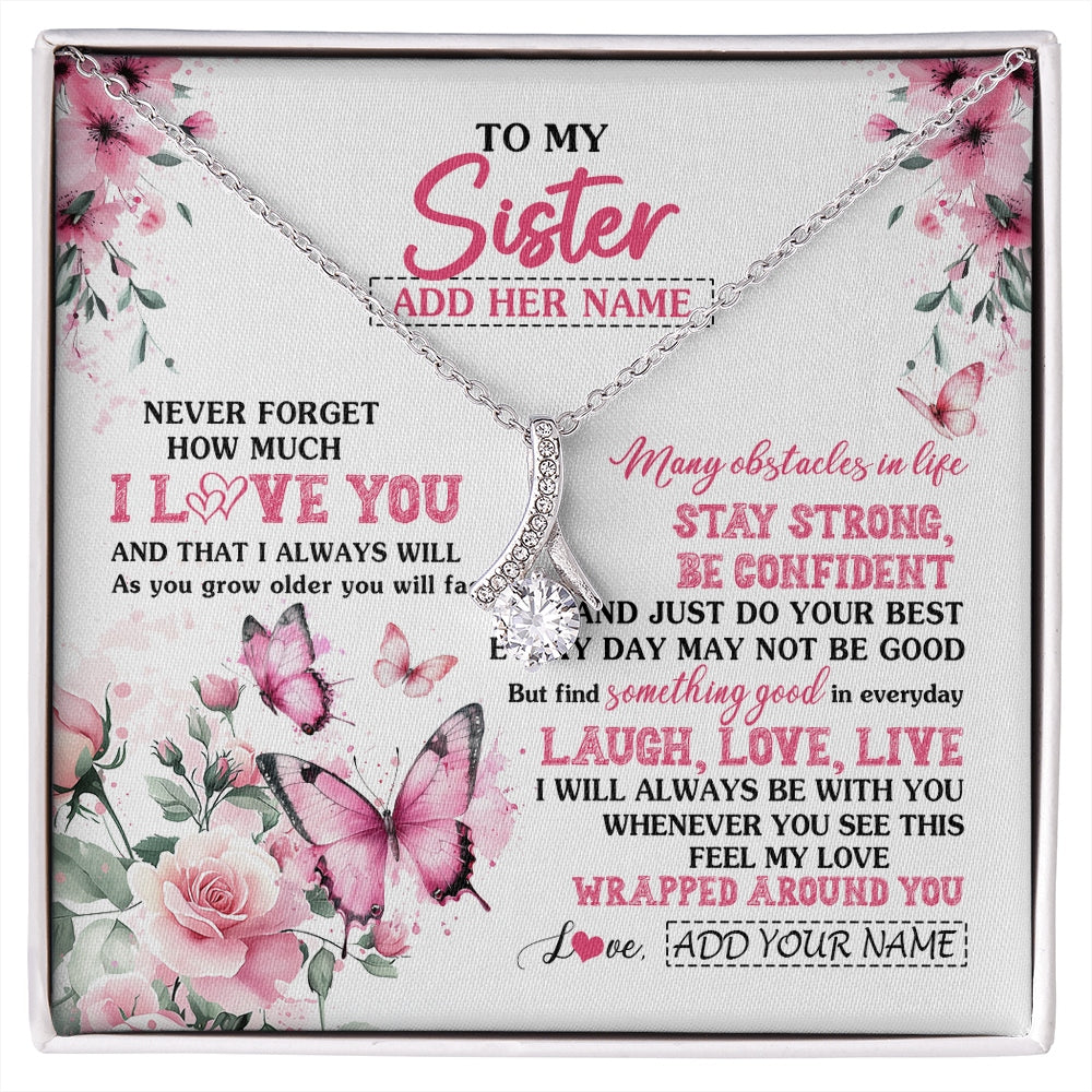 Alluring Beauty Necklace 14K White Gold Finish | 1 | Personalized To My Sister Gifts From Brother Necklace I Love You Butterfly Birthday Gifts For Sister Graduation Christmas Custom Gift Box Message Card | https://siriusteestore.