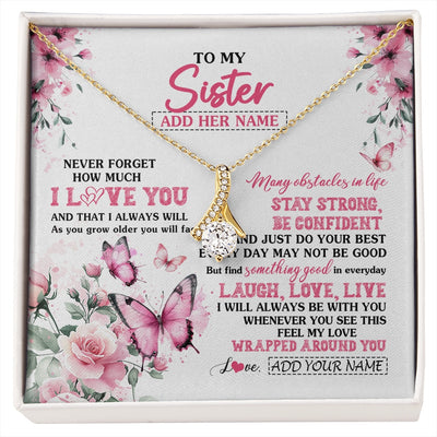 Alluring Beauty Necklace 18K Yellow Gold Finish | 1 | Personalized To My Sister Gifts From Brother Necklace I Love You Butterfly Birthday Gifts For Sister Graduation Christmas Custom Gift Box Message Card | https://siriusteestore.