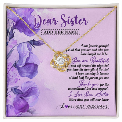 Love Knot Necklace 18K Yellow Gold Finish | 1 | Personalized To My Sister Gifts Necklace Flower You Are Beautiful Gifts For Sister Birthday Gifts Sister Graduation Christmas Gift Box Message Card | siriusteestore.myshopify