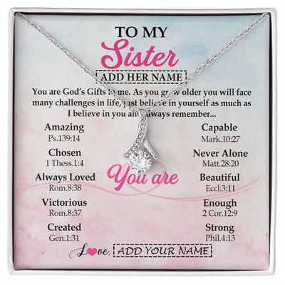 Alluring Beauty Necklace 14K White Gold Finish | 1 | Personalized To My Sister Gifts Necklace From Brother Christian Religious Jewelry Gifts For Sister Birthday Graduation Christmas Custom Gift Box Message Card | https://siriusteestore.