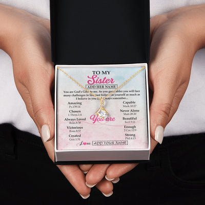 Alluring Beauty Necklace 18K Yellow Gold Finish | 2 | Personalized To My Sister Gifts Necklace From Brother Christian Religious Jewelry Gifts For Sister Birthday Graduation Christmas Custom Gift Box Message Card | https://siriusteestore.