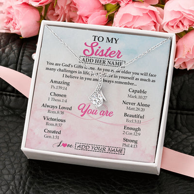 Alluring Beauty Necklace 14K White Gold Finish | 2 | Personalized To My Sister Gifts Necklace From Brother Christian Religious Jewelry Gifts For Sister Birthday Graduation Christmas Custom Gift Box Message Card | https://siriusteestore.