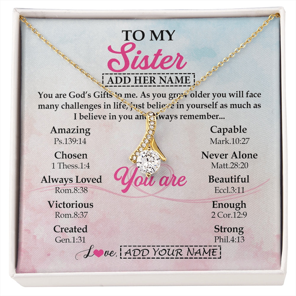 Alluring Beauty Necklace 18K Yellow Gold Finish | 1 | Personalized To My Sister Gifts Necklace From Brother Christian Religious Jewelry Gifts For Sister Birthday Graduation Christmas Custom Gift Box Message Card | https://siriusteestore.